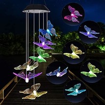 Butterfly Mom Gifts for Mothers Day Grandma Gift Butterfly Solar Wind Chimes for - £43.75 GBP