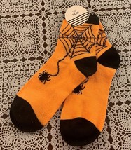 Ladies Crew Socks Halloween Spider Web Design Brand New Orange Black One... - £9.01 GBP