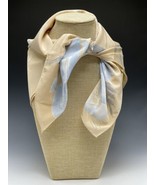 Vintage Vera Scarf Beige Blue Floral Handkerchief Hankie - $16.60