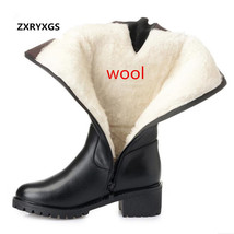 New Winter Elegant Fashion Women Shoes Boots Thick Heel Large Size Genuine Leath - £101.33 GBP