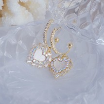 Romantic Colorful Exquisite Crystal CZ Love Earring for Women  14K Real Gold AAA - £8.34 GBP
