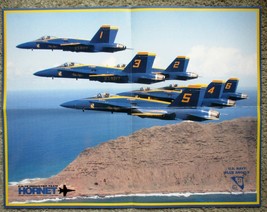 1995 U.S. NAVY BLUE ANGELS Poster/ Schedule F/A-18 HORNET Pilots &amp; Officers - $22.49