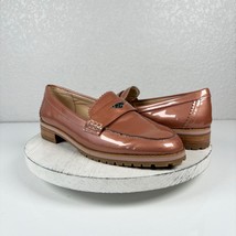 COACH Peyton Patent Pearl Metallic Blush Loafers Size 9.5 Leather Shoes Slip on - £71.20 GBP