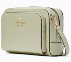 Kate Spade Dual Zip Around Crossbody Pale Army Green Leather WLR00410 NWT Retail - £82.83 GBP