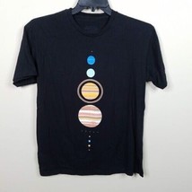 Designed by Humans T Shirt Size Medium Planets Black Short Sleeve - £7.87 GBP