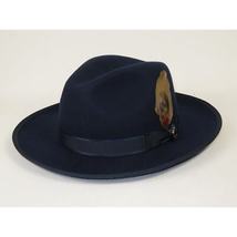 Mens Hat BRUNO CAPELO Australian Wool Wide Brim Fedora Melrose MR371 Navy Blue image 4