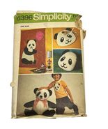 Vintage Simplicity 5396 Sewing Pattern Panda Pillow Toy/Placemat/ - €8,25 EUR