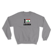 I Love Lebanon : Gift Sweatshirt Flag Heart Country Crest Lebanese Expat - £23.14 GBP