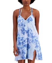 MSRP $28 Miken Juniors Knotted Tie-Dye-Print Cover-Up Dress Blue Size Me... - $13.86