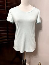 Danskin Womens Active T-Shirt Green Heathered Short Sleeve V Neck Jersey... - $8.59