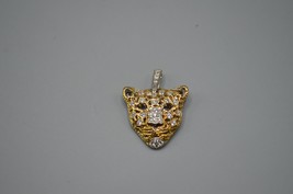 Cheetah Pendant 925 ATR Gold &amp; Silver Tone Leopard Animal Crystal - £23.19 GBP