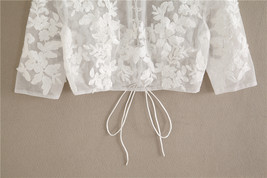 White Lace Crop Tops Wedding Bridal Custom Plus Size Floral Crop Lace Shirts image 5