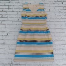 Banana Republic Dress Women 00P Beige Blue Green Striped Sleeveless V Ne... - $19.95