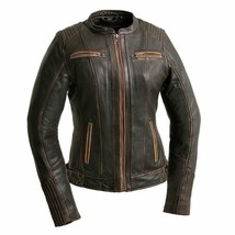 Women&#39;s Jacket &#39;Electra&#39;&#39; Leather Motorcycle Jacket Biker JKT by FirstMFG - £220.53 GBP