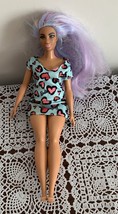 Mattel Fashionista Barbie Fashion Doll 11 in Rainbow Hair Purple Blue 2020 GHW52 - £9.77 GBP