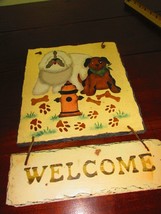 Painted Dog Welcome Sign on Slate - £14.81 GBP