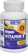 DEVA Vegan Vitamins Vitamin E High Potency 400IU with Mixed Tocopherols, from No - £33.56 GBP