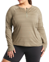 ATHLETA Women&#39;s Pacifica Illume Fitted Top Plus Size 3X Shadow Olive - £27.53 GBP