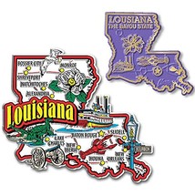 Louisiana Jumbo &amp; Small State Map Magnet Set by Classic Magnets, 2-Piece Set, Co - £7.65 GBP