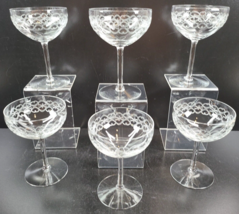 6 Fostoria Ballet Clear Champagne Sherbet Glasses Set Vintage Etch Stemw... - $59.07