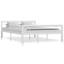 Bed Frame White and Black Metal 120x200 cm - £85.97 GBP