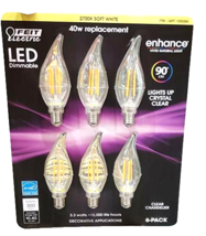 Feit Electric LED Clear Chandelier Bulbs 40W 2700K Soft White Dimmable 3.3 Watt - £10.54 GBP