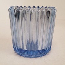 Indiana Glass Vintage Cornflower Blue Ribbed Pressed Glass Votive Candle-Set/2 - £7.40 GBP