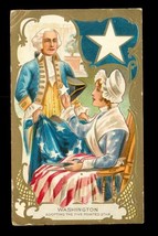 Vintage Postcard Patriotic Embossed George Washington Betsy Ross 5 Pointed Star - £10.07 GBP