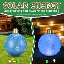 Inflatable Christmas Ball Solar Light Up PVC Christmas Outdoor Decorations 24 In - £27.72 GBP