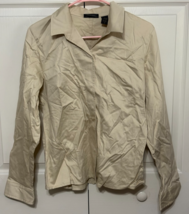 Banana Republic Cream Fitted 12 Womens Long Sleeve Button Down Shirt Top - $14.85