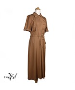 Vintage 40s WWII Brown Gabardine Dress Big Buttons Metal Zip B38 W30 - H... - £70.52 GBP