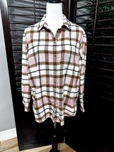 Gap Women&#39;s Long Sleeve Flannel Pink Plaid Button Down Shirt Small - £18.67 GBP