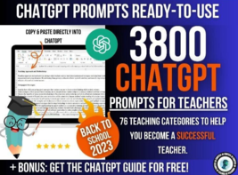 3800 ChatGPT Prompts for Teachers, Classroom Management, Lesson Planning, - £3.92 GBP