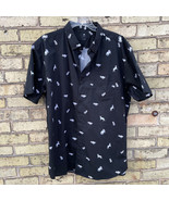 Visive Mens XL Black Short Sleeve Button Down Cat Printed Novelty Shirt EUC - £37.35 GBP