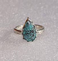 Stunning Tibetan Turquoise Ring Size 8.5 Set In Sterling Silver..Solid Band Wow! - £109.13 GBP