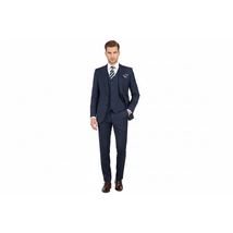 Men Suit BERLUSCONI Turkey 100% Italian Wool Super 180's 3pc Vested #Ber20 Navy image 6