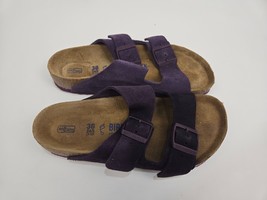 Birkenstock Arizona Sandals Purple Suede Leather Slide W/Purple Sole 38 ... - £42.35 GBP