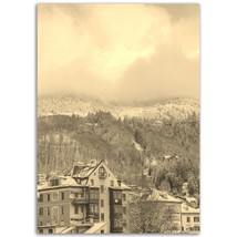 Vintage Innsbruck Austria Poster Print | Mountain Winter Skiing Black White Sepi - £15.85 GBP