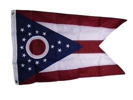 AES 2x3 Embroidered State of Ohio OH 210D Sewn Nylon Flag 2&#39;x3&#39; 2 Clips Banner G - £11.90 GBP