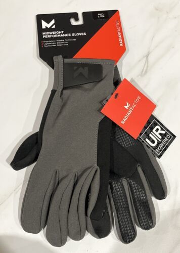 Mission Radiant Active Midweight Performance Gloves Men's L / XL Gray Black