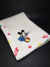 Vintage Disney Babies Mickey Mouse Acryllic Satin Edge Baby Blanket USA ... - $39.55