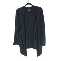 Chicos The Ultimate Tee Cardigan Open Front Slub Knit Black Size 2 US L - £18.88 GBP
