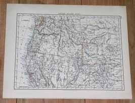 1906 Antique Map Western Usa California Idaho Wyoming Montana Michigan Illinois - £13.45 GBP