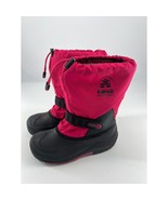 Kamik Winter Boots Girls Size 5 Pink Black Waterproof Lined Warm Snow Dr... - $32.02 CAD