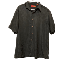 Chispa Button-Up Shirt Men&#39;s L Short Sleeve Black Palm Tree Print Point ... - £14.69 GBP