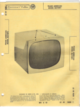 1958 TRANS AMERICAN MJ178PV Tv TELEVISION SERVICE MANUAL Photofact Schem... - $12.86