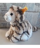 Vintage Hand Made Steiff Baby Tiger Plush 8&quot; Plush Toy Ear Tag Button U6 - £23.35 GBP