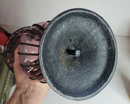 ITALIAN PURPLE GLASS AND WROUGHT IRON VASE ON PEDESTAL VINTAGE image 5