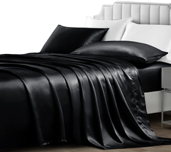 3 Pieces Satin Sheets Twin, Silky Satin Sheet Sets with 1 Fitted Sheet, 1 Flat S - £25.87 GBP