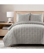 Full/Queen Hexagonal Pattern Lightweight Grey Textured Cotton 3 Piece Qu... - $336.86 CAD